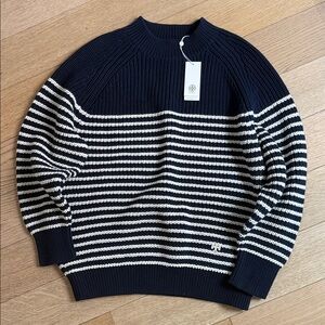 Tory Burch Navy and White Striped Sweater